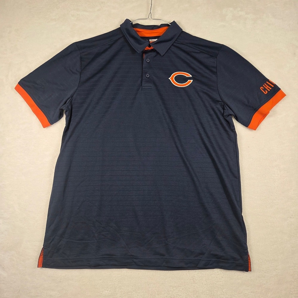 NFL Chicago Bears Team Apparel Mens Size XL Navy Orange Polo Shirt